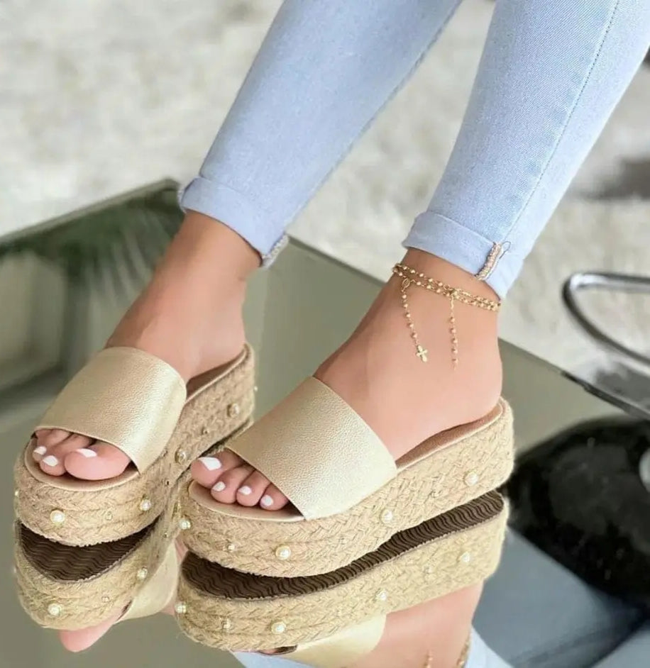 sandalia de yute de perlas - PAULETT SHOES