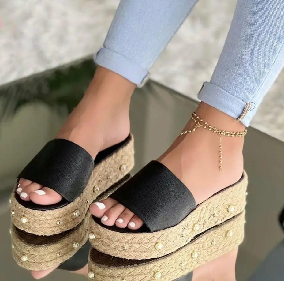 sandalia de yute de perlas - PAULETT SHOES