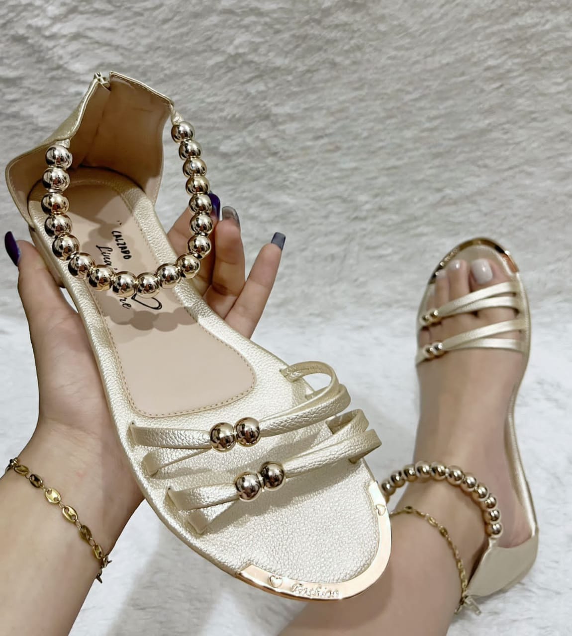 Sandalia de tira perladas - PAULETT SHOES