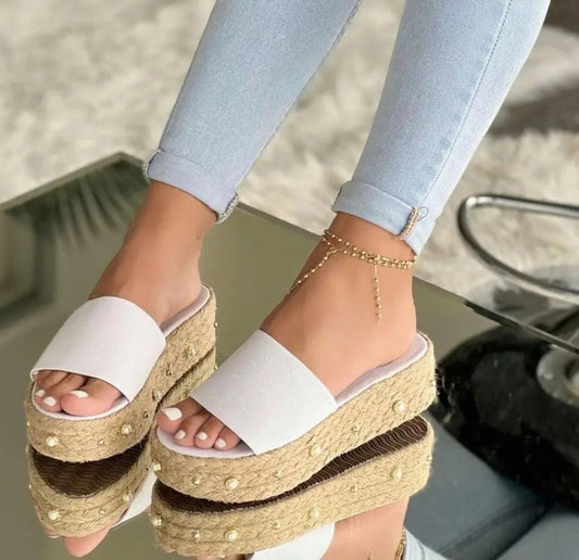 sandalia de yute de perlas - PAULETT SHOES
